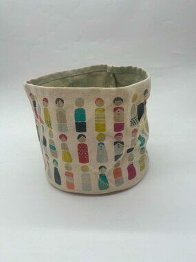 Pehr Cotton Canvas Bin Mini Little Peeps People Basket. VGUC